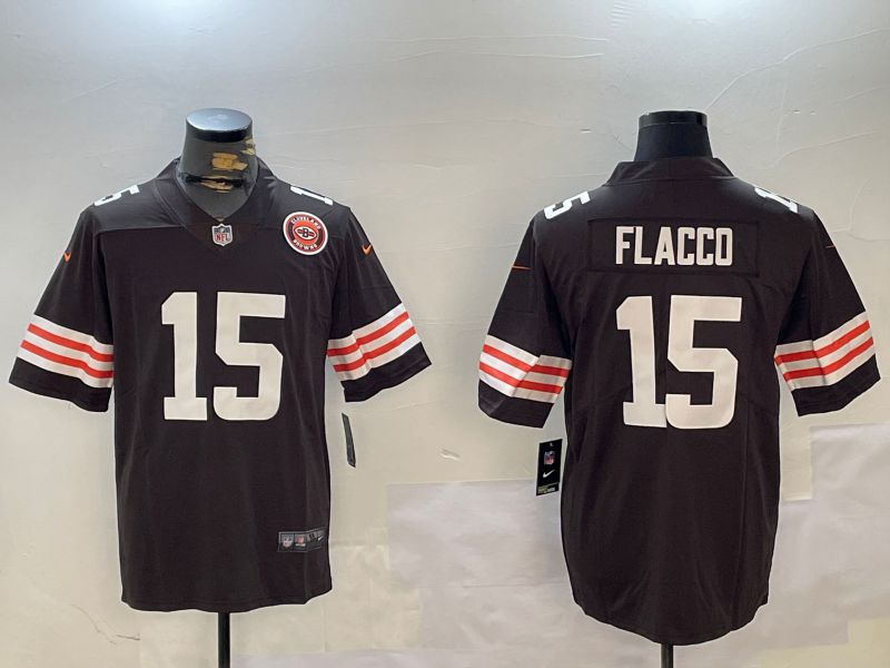 Men Cleveland Browns #15 Flacco Brown Second generation 2024 Nike Limited NFL Jersey style 2->detroit lions->NFL Jersey